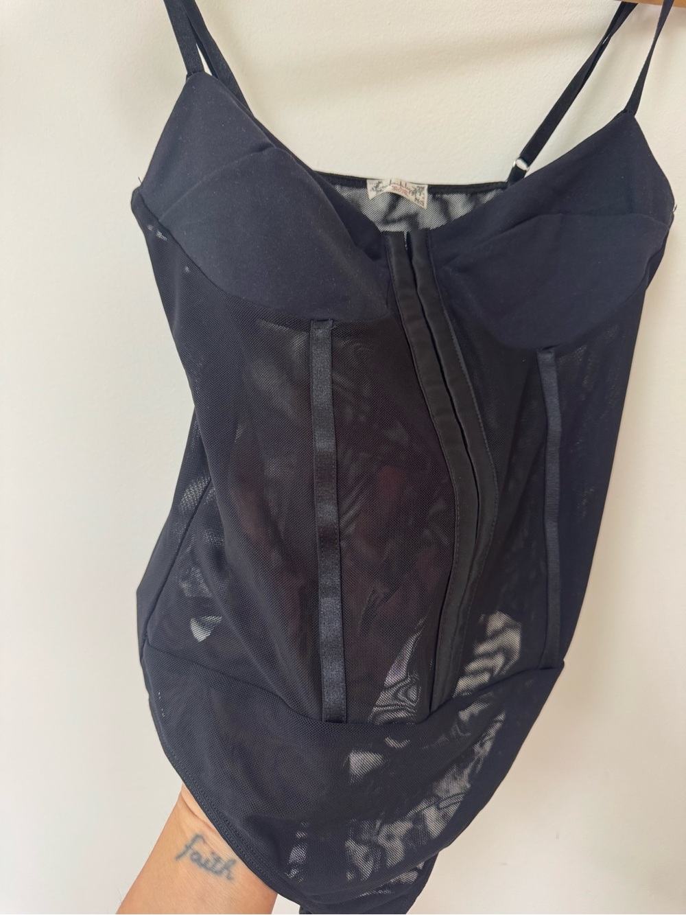 Free People Black Hook-Front Corset Bodysuit - Picture 4 of 5